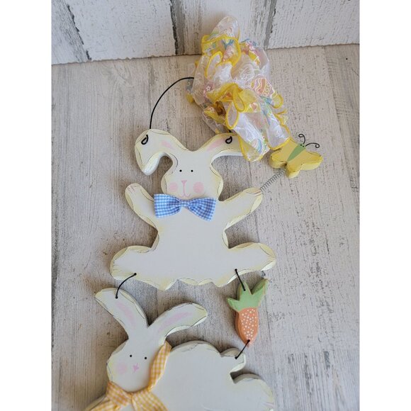 Easter Bunny flower rabbit hanging butterfly sign wall decor - Picture 5 of 8
